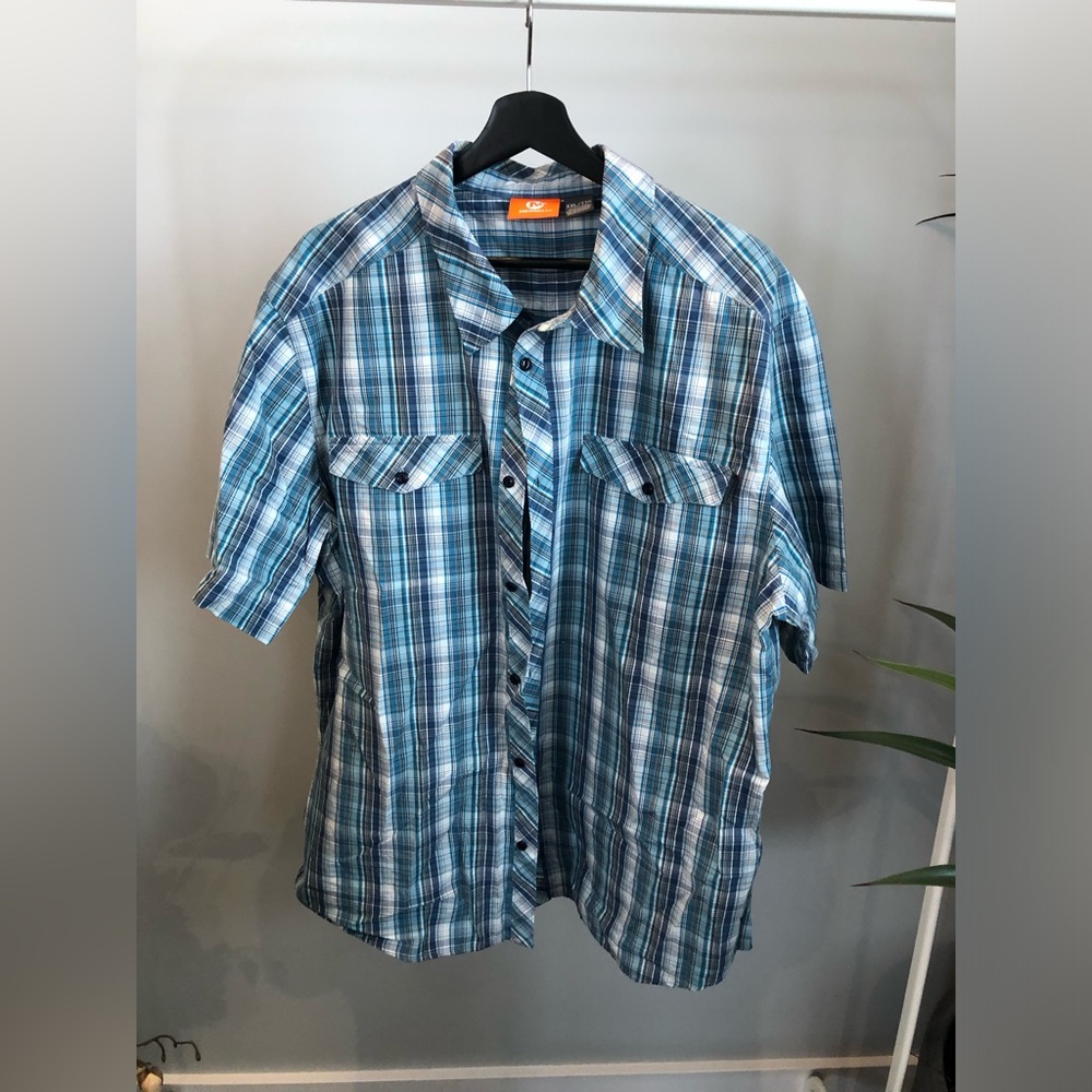 Merrell Blue Plaid Short-Sleeve Button-Down Shirt